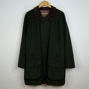 Vintage Barbour Loden Jacket Mens 42 Dark Green Wool Hunting Field Coat A1155